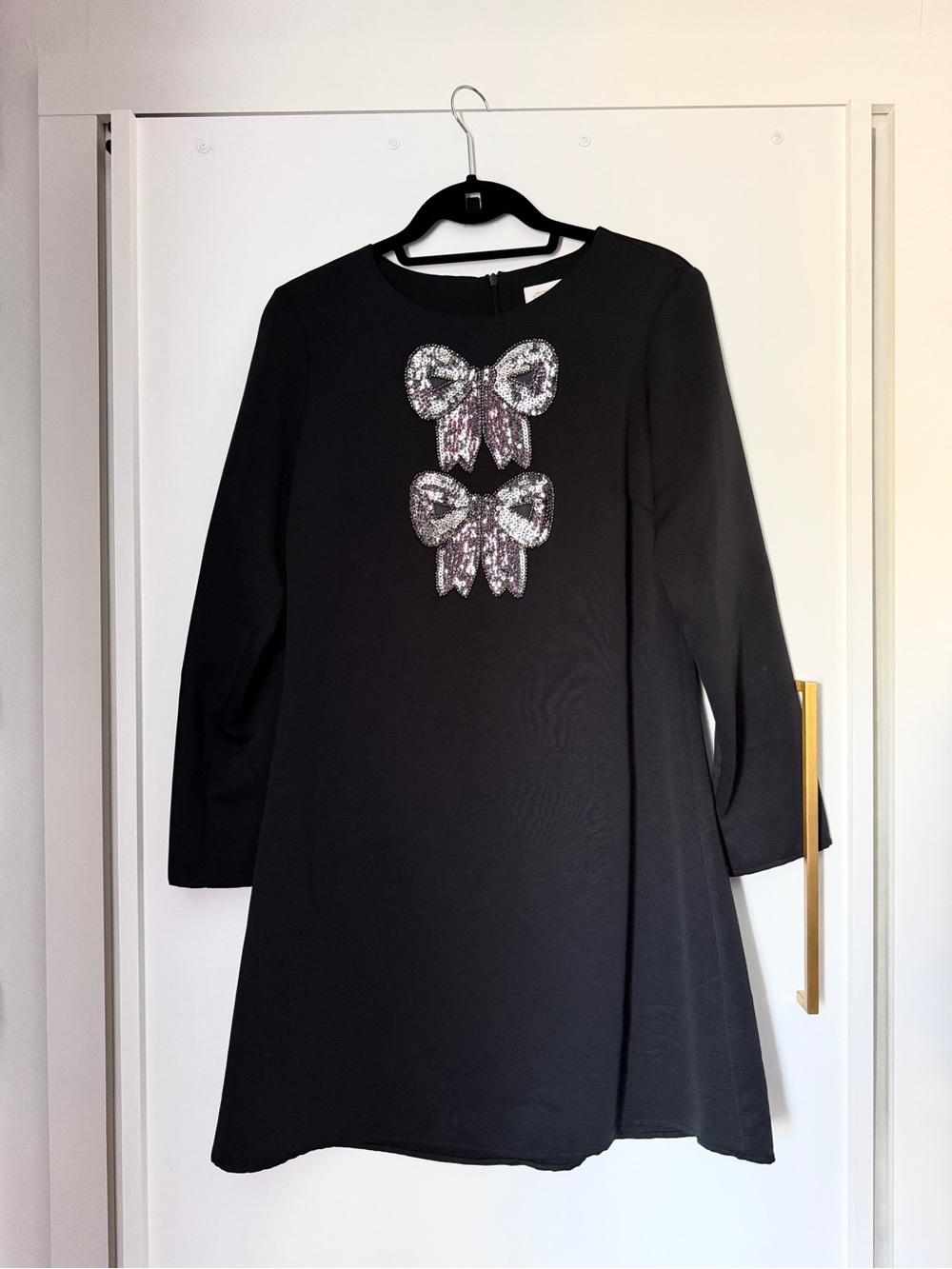 NWT Sail to Sable x Style Charade Black Dress with Sequin Bow Accents